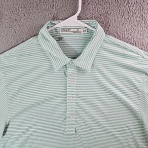 Criquet Polo Shirt‎ Men XL Short Sleeve Mint Green Striped Lightweight Pls Read